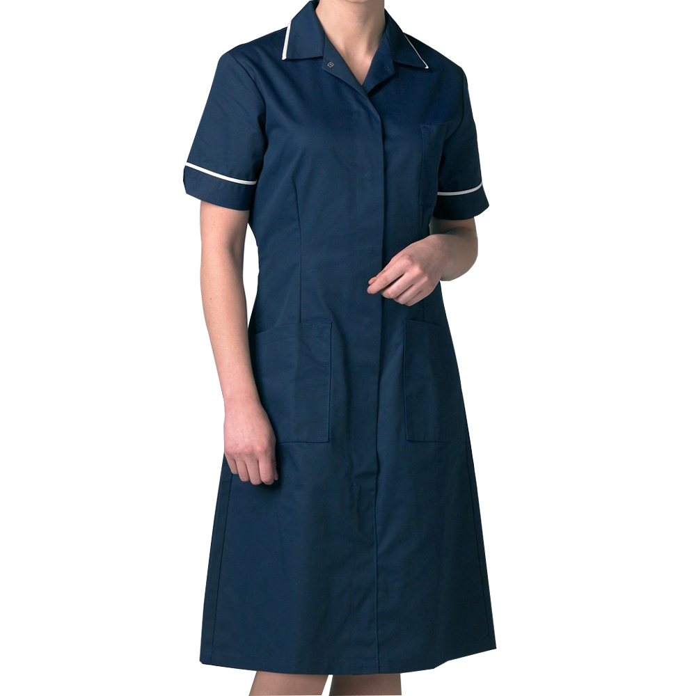 Female Stud Dress Navy with White Piping Size 20