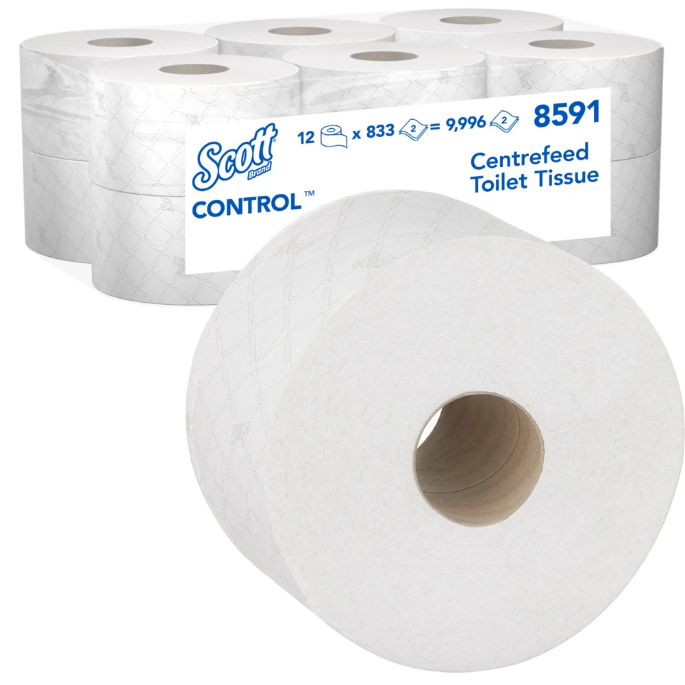 Scott Control Mini Twin Centrefeed Toilet Tissue 2 Ply 833 Sheets